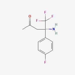 molecular formula C11H11F4NO B13182855 (4S)-4-amino-5,5,5-trifluoro-4-(4-fluorophenyl)pentan-2-one 