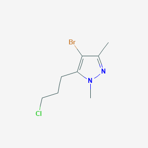 molecular formula C8H12BrClN2 B13182869 4-bromo-5-(3-chloropropyl)-1,3-dimethyl-1H-pyrazole 