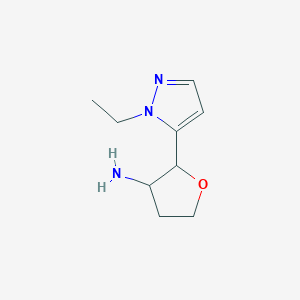 molecular formula C9H15N3O B13183002 2-(1-Ethyl-1H-pyrazol-5-yl)oxolan-3-amine 