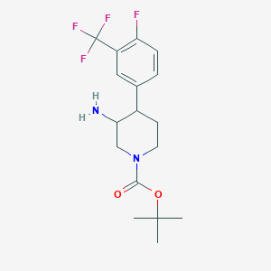 molecular formula C17H22F4N2O2 B13183012 Tert-butyl 3-amino-4-[4-fluoro-3-(trifluoromethyl)phenyl]piperidine-1-carboxylate 