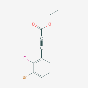 molecular formula C11H8BrFO2 B13183022 Ethyl 3-(3-bromo-2-fluorophenyl)prop-2-ynoate 