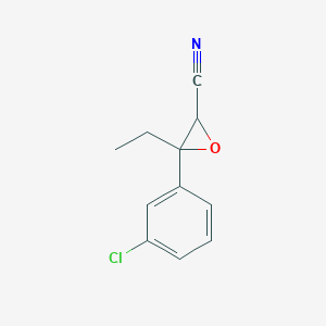 molecular formula C11H10ClNO B13183080 3-(3-Chlorophenyl)-3-ethyloxirane-2-carbonitrile 
