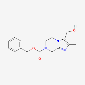 molecular formula C16H19N3O3 B13183122 Benzyl 3-(hydroxymethyl)-2-methyl-5H,6H,7H,8H-imidazo[1,2-a]pyrazine-7-carboxylate 