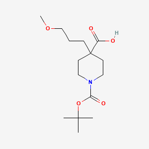 molecular formula C15H27NO5 B13183381 1-[(tert-Butoxy)carbonyl]-4-(3-methoxypropyl)piperidine-4-carboxylic acid 
