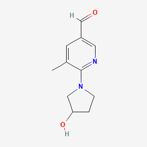 molecular formula C11H14N2O2 B13183401 6-(3-Hydroxypyrrolidin-1-YL)-5-methylpyridine-3-carbaldehyde 