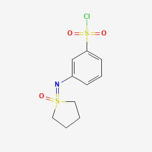 molecular formula C10H12ClNO3S2 B13183976 3-[(1-Oxo-1lambda6-thiolan-1-ylidene)amino]benzene-1-sulfonyl chloride 