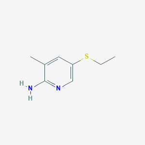 molecular formula C8H12N2S B13184785 5-(Ethylsulfanyl)-3-methylpyridin-2-amine 