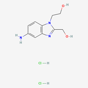 molecular formula C10H15Cl2N3O2 B1318502 2-(5-Amino-2-hydroxymethyl-benzoimidazol-1-YL)-ethanol dihydrochloride CAS No. 1158316-59-6