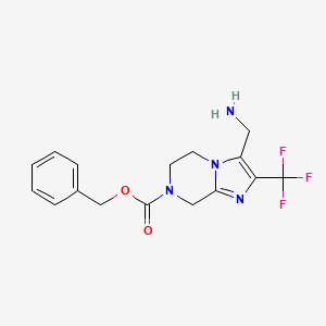 molecular formula C16H17F3N4O2 B13185369 Benzyl 3-(aminomethyl)-2-(trifluoromethyl)-5H,6H,7H,8H-imidazo[1,2-a]pyrazine-7-carboxylate 
