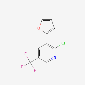 molecular formula C10H5ClF3NO B13185523 2-Chloro-3-(furan-2-yl)-5-(trifluoromethyl)pyridine 