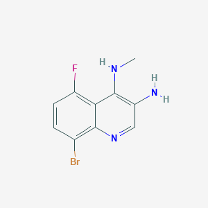 molecular formula C10H9BrFN3 B13185799 8-Bromo-5-fluoro-N4-methylquinoline-3,4-diamine 