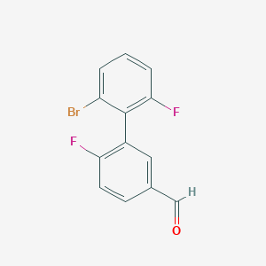 molecular formula C13H7BrF2O B13186071 3-(2-Bromo-6-fluorophenyl)-4-fluorobenzaldehyde 