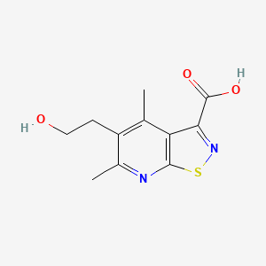 molecular formula C11H12N2O3S B13186111 5-(2-Hydroxyethyl)-4,6-dimethyl-[1,2]thiazolo[5,4-b]pyridine-3-carboxylic acid 