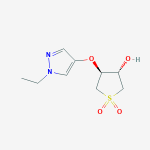 molecular formula C9H14N2O4S B13186736 (3S,4S)-3-[(1-Ethyl-1H-pyrazol-4-yl)oxy]-4-hydroxy-1lambda6-thiolane-1,1-dione 