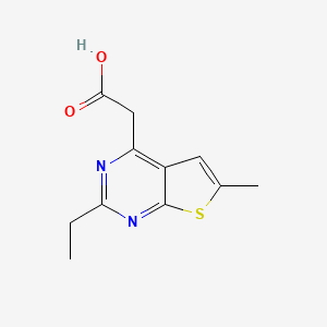 molecular formula C11H12N2O2S B13186789 2-{2-Ethyl-6-methylthieno[2,3-d]pyrimidin-4-yl}acetic acid 