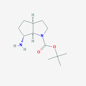 molecular formula C12H22N2O2 B13186868 tert-Butyl (3aS,6R,6aR)-6-amino-octahydrocyclopenta[b]pyrrole-1-carboxylate 