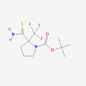 molecular formula C11H17F3N2O2S B13187144 tert-Butyl 2-carbamothioyl-2-(trifluoromethyl)pyrrolidine-1-carboxylate 