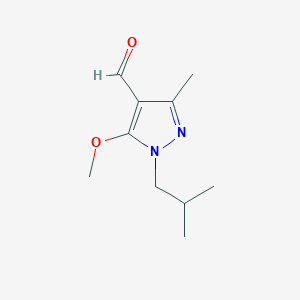 molecular formula C10H16N2O2 B13187859 5-Methoxy-3-methyl-1-(2-methylpropyl)-1H-pyrazole-4-carbaldehyde 