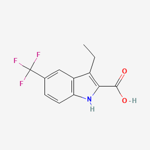 molecular formula C12H10F3NO2 B13187927 3-Ethyl-5-(trifluoromethyl)-1H-indole-2-carboxylic acid 