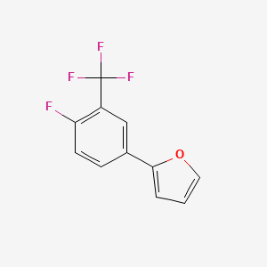 molecular formula C11H6F4O B13188278 2-[4-Fluoro-3-(trifluoromethyl)phenyl]furan 