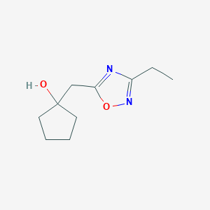 molecular formula C10H16N2O2 B13188470 1-[(3-Ethyl-1,2,4-oxadiazol-5-yl)methyl]cyclopentan-1-ol 
