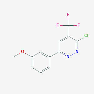 molecular formula C12H8ClF3N2O B13188864 3-Chloro-6-(3-methoxyphenyl)-4-(trifluoromethyl)pyridazine 