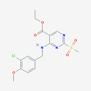 molecular formula C16H18ClN3O5S B1318930 Ethyl 4-(3-chloro-4-methoxybenzylamino)-2-(methylsulfonyl)pyrimidine-5-carboxylate CAS No. 372117-76-5