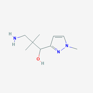 molecular formula C9H17N3O B13189316 3-Amino-2,2-dimethyl-1-(1-methyl-1H-pyrazol-3-yl)propan-1-ol 