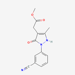 molecular formula C14H13N3O3 B13189361 Methyl 2-[2-(3-cyanophenyl)-5-methyl-3-oxo-2,3-dihydro-1H-pyrazol-4-yl]acetate 