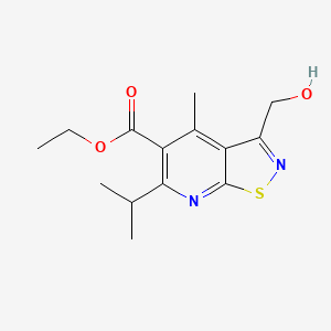 molecular formula C14H18N2O3S B13189662 Ethyl 3-(hydroxymethyl)-4-methyl-6-(propan-2-yl)-[1,2]thiazolo[5,4-b]pyridine-5-carboxylate 