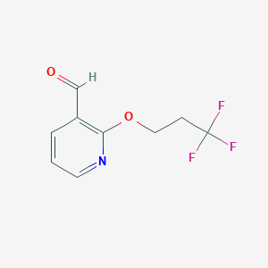 molecular formula C9H8F3NO2 B1318975 2-(3,3,3-Trifluoropropoxy)nicotinaldehyde 