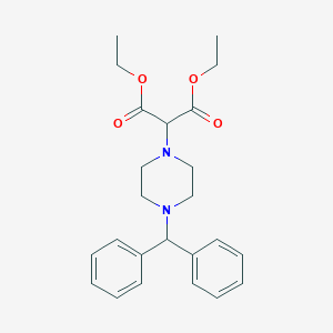 1,3-Propanedioic acid, 2-(4-(diphenylmethyl)-1-piperazinyl)-, diethyl ester