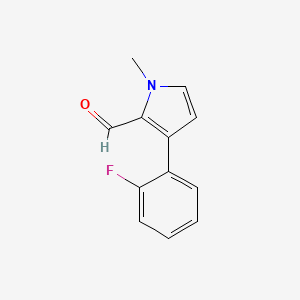 molecular formula C12H10FNO B13189921 3-(2-Fluorophenyl)-1-methyl-1H-pyrrole-2-carbaldehyde 