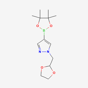 molecular formula C13H21BN2O4 B1319006 1-(1,3-Dioxolan-2-ylmethyl)-4-(4,4,5,5-tetramethyl-1,3,2-dioxaborolan-2-yl)-1H-pyrazole CAS No. 864754-17-6