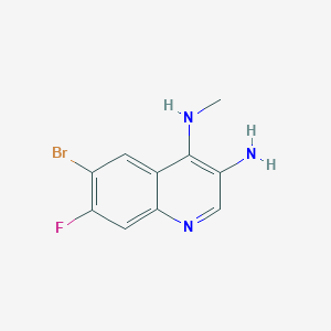 molecular formula C10H9BrFN3 B13190268 6-Bromo-7-fluoro-N4-methylquinoline-3,4-diamine 