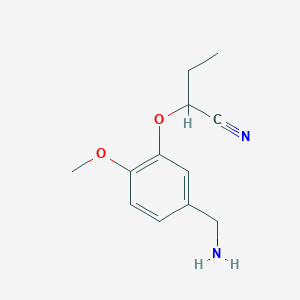 molecular formula C12H16N2O2 B13190335 2-[5-(Aminomethyl)-2-methoxyphenoxy]butanenitrile 