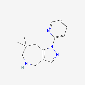 molecular formula C14H18N4 B13190440 2-{7,7-dimethyl-1H,4H,5H,6H,7H,8H-pyrazolo[4,3-c]azepin-1-yl}pyridine 