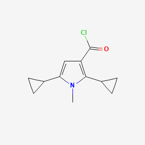 molecular formula C12H14ClNO B13191762 2,5-Dicyclopropyl-1-methyl-1H-pyrrole-3-carbonyl chloride 