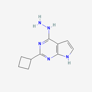 molecular formula C10H13N5 B13191765 2-Cyclobutyl-4-hydrazinyl-7H-pyrrolo[2,3-d]pyrimidine 