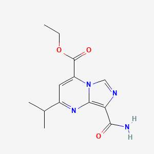 molecular formula C13H16N4O3 B13191876 Ethyl 8-carbamoyl-2-(propan-2-yl)imidazo[1,5-a]pyrimidine-4-carboxylate CAS No. 2059949-84-5