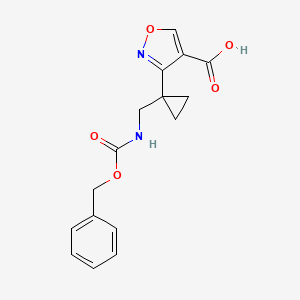 molecular formula C16H16N2O5 B13192222 3-[1-({[(Benzyloxy)carbonyl]amino}methyl)cyclopropyl]-1,2-oxazole-4-carboxylic acid 