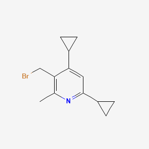 molecular formula C13H16BrN B13192330 3-(Bromomethyl)-4,6-dicyclopropyl-2-methylpyridine 