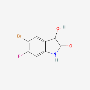 molecular formula C8H5BrFNO2 B13192371 5-Bromo-6-fluoro-3-hydroxy-2,3-dihydro-1H-indol-2-one 
