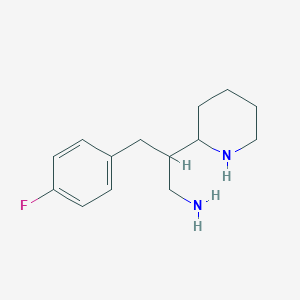 molecular formula C14H21FN2 B13192540 3-(4-Fluorophenyl)-2-(piperidin-2-yl)propan-1-amine 