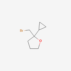 molecular formula C8H13BrO B13192660 2-(Bromomethyl)-2-cyclopropyloxolane 