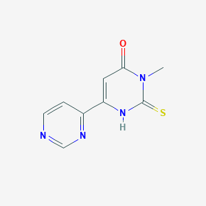 molecular formula C9H8N4OS B1319269 2-Mercapto-3-methyl-6-(pyrimidin-4-YL)-3H-pyrimidin-4-one CAS No. 503860-53-5