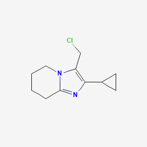 molecular formula C11H15ClN2 B13192708 3-(Chloromethyl)-2-cyclopropyl-5H,6H,7H,8H-imidazo[1,2-a]pyridine 
