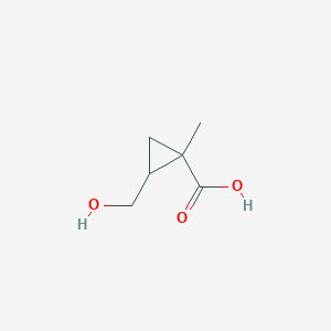 molecular formula C6H10O3 B13192750 2-(Hydroxymethyl)-1-methylcyclopropane-1-carboxylic acid 