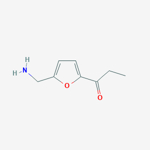 molecular formula C8H11NO2 B13192798 1-[5-(Aminomethyl)furan-2-yl]propan-1-one 