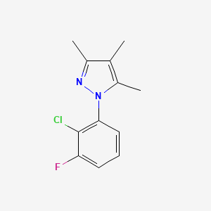 molecular formula C12H12ClFN2 B13192929 1-(2-Chloro-3-fluorophenyl)-3,4,5-trimethyl-1H-pyrazole 